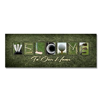 Golf Welcome Block Mount Wall Art
