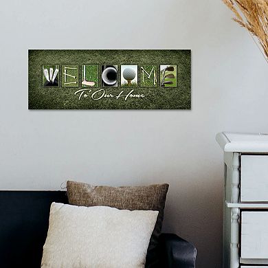 "Golf Welcome" Block Mount Wall Art