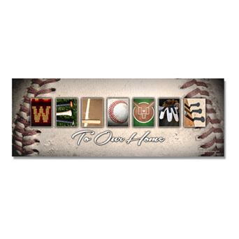 Baseball "Welcome" Block Wall Art