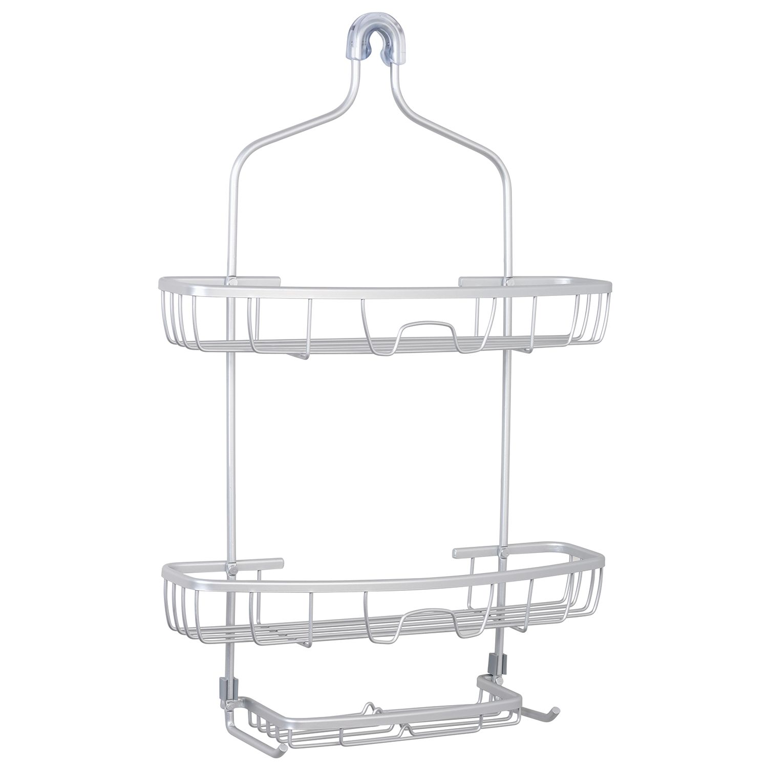 mDesign Metal Bathroom Shower Caddy Station, Brushed Stainless Steel