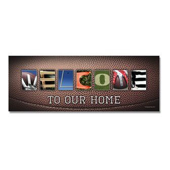 Football "Welcome" Block Wall Art