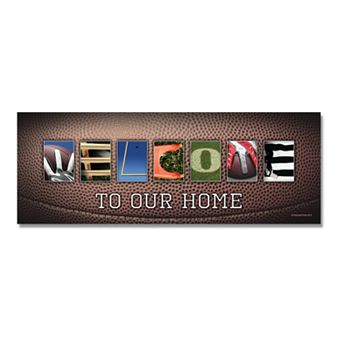 Football "Welcome" Block Wall Art