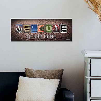 Football "Welcome" Block Wall Art
