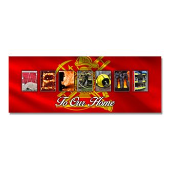 Firefighter "Welcome" Block Wall Art
