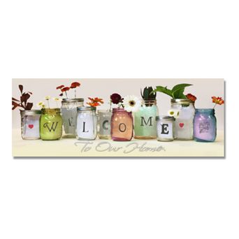 Mason Jars "Welcome" Block Wall Art