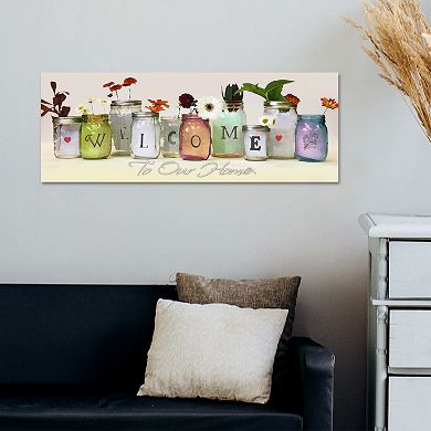 Mason Jars "Welcome" Block Wall Art