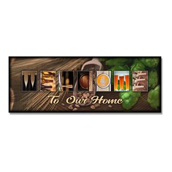 Craft Beer "Welcome" Block Wall Art