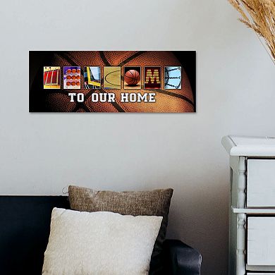 Basketball "Welcome" Block Wall Art