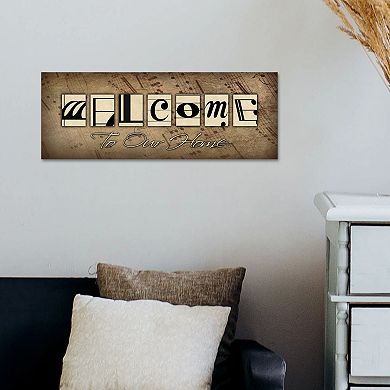 Music Notes "Welcome" Block Wall Art
