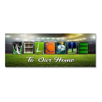 Soccer Futbol "Welcome" Block Wall Art