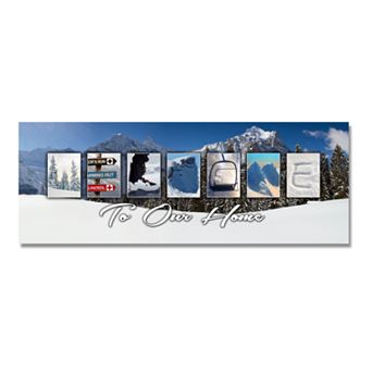 Skiing "Welcome" Block Wall Art