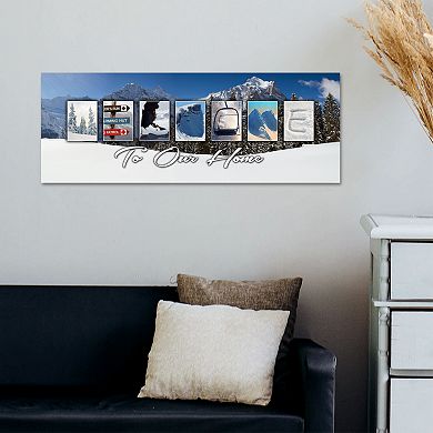 Skiing "Welcome" Block Wall Art