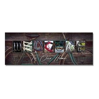 Biking "Welcome" Block Wall Art