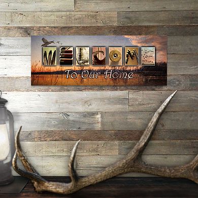 "Duck Hunting - Welcome" Block Mount Wall Art