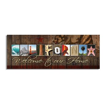 California "Welcome" Block Wall Art