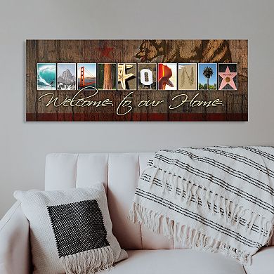 California "Welcome" Block Wall Art