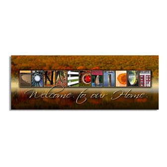 Connecticut "Welcome" Block Wall Art