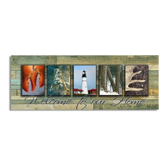Maine "Welcome" Block Wall Art
