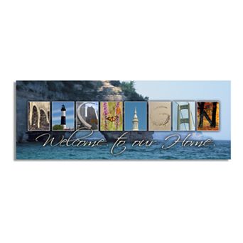 Michigan "Welcome" Block Wall Art