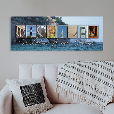 Michigan "Welcome" Block Wall Art