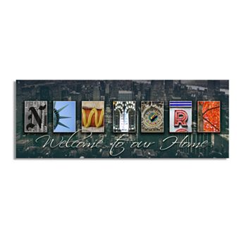 New York "Welcome" Block Wall Art