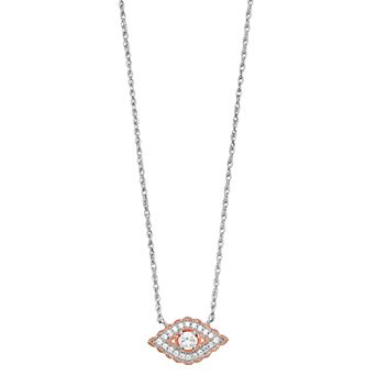 LeRose by Lexi and Rose Lab-Created White Sapphire Eye Pendant Necklace
