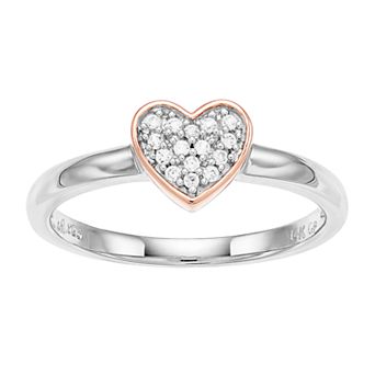 LeRose by Lexi and Rose Lab-Created White Sapphire Two Tone Heart Ring