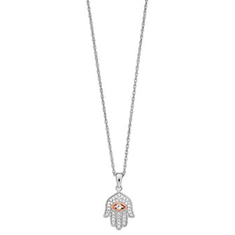 LeRose by Lexi and Rose Lab-Created White Sapphire Hamsa Pendant Necklace