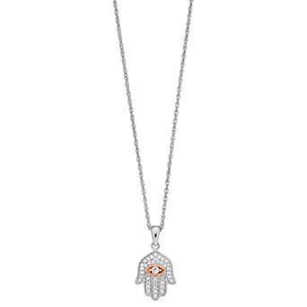 LeRose by Lexi and Rose Lab-Created White Sapphire Hamsa Pendant Necklace