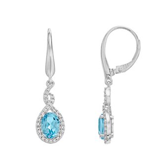 LeRose by Lexi and Rose Sterling Silver 2 1/5 Carat Swiss Blue Topaz Drop Earrings