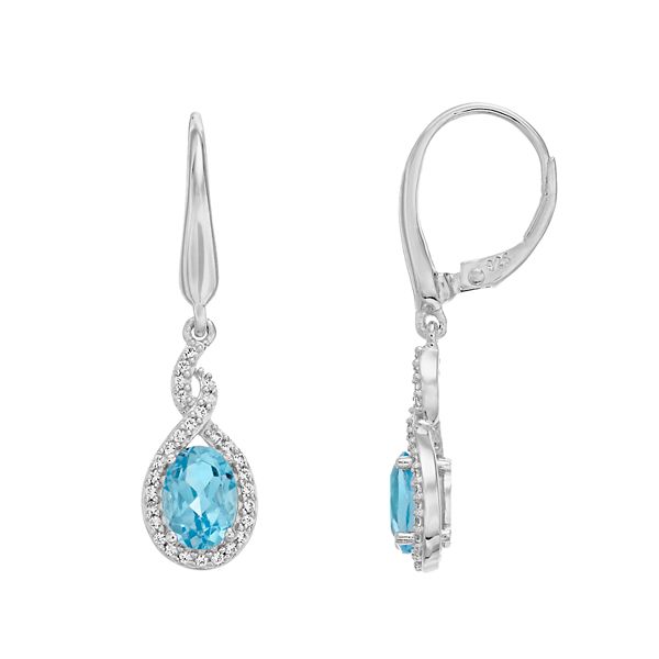 Sterling Silver 2 1 5 Carat Swiss Blue Topaz Drop Earrings