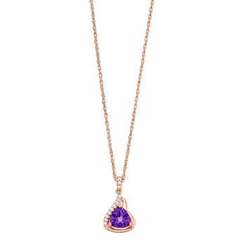 LeRose by Lexi and Rose Genuine Amethyst & Lab-Created White Sapphire Pendant Necklace