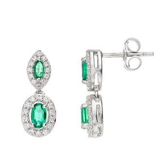 LeRose by Lexi and Rose Sterling Silver Lab-Created Emerald Double-Drop Earrings