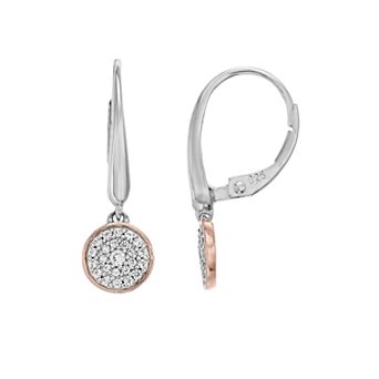 LeRose by Lexi and Rose 14k Rose Gold over Sterling Silver Lab-Created White Sapphire Drop Earrings