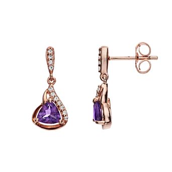 LeRose by Lexi and Rose 14k Gold over Sterling Silver 1 Carat Amethyst Drop Earrings