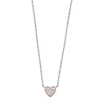 LeRose by Lexi and Rose Lab-Created White Sapphire Two Tone Heart Pendant Necklace