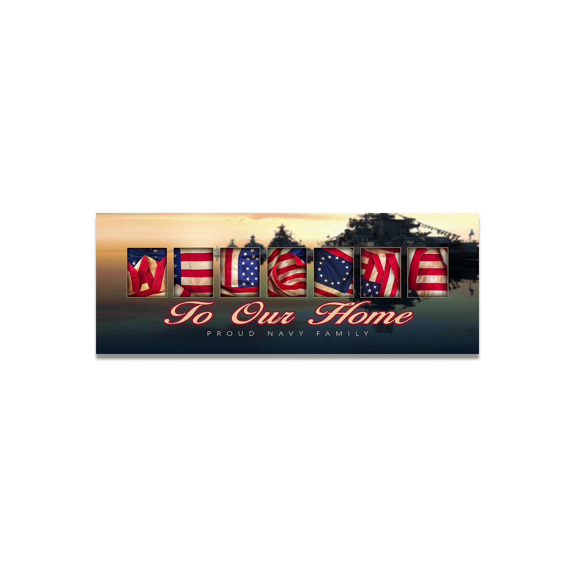 Navy Welcome Block Wall Art, None