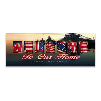 Navy "Welcome" Block Wall Art