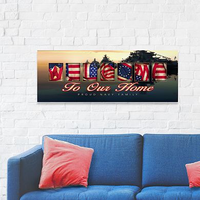 Navy "Welcome" Block Wall Art