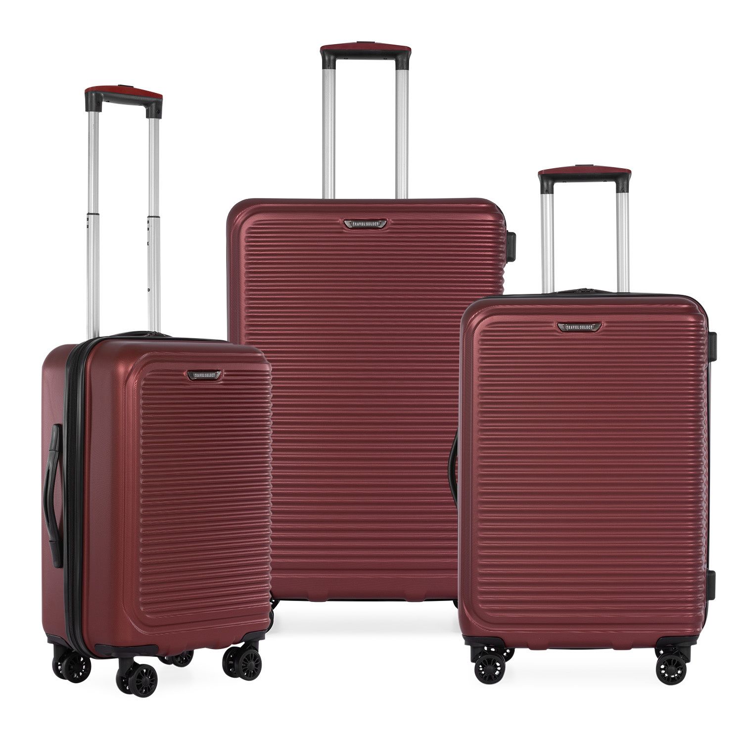 red hardside spinner luggage