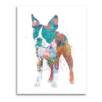 Boston Terrier Watercolor Wall Art