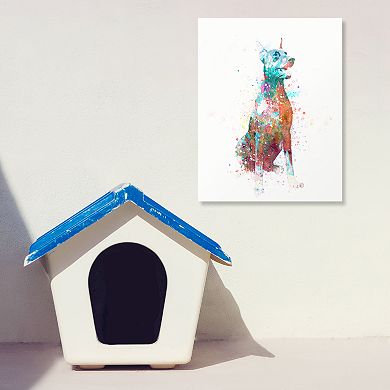 Doberman Wall Art - Watercolor Dog