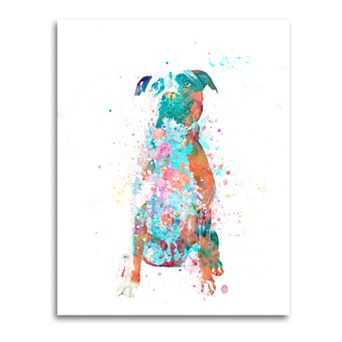 Personal-Prints Pitbull Wall Art - Watercolor Dog LG