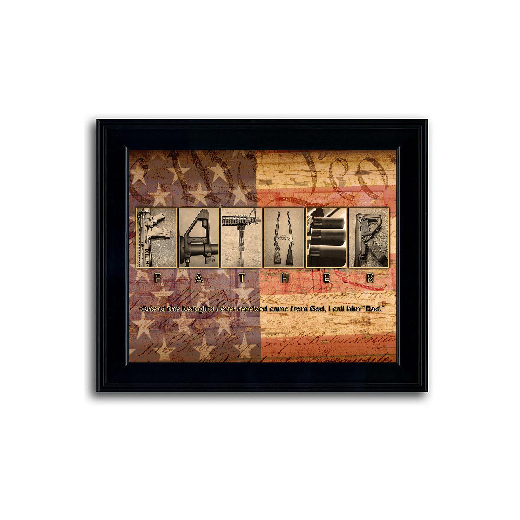 Personal-Prints Firearm - Father Name Art Block Mount, None