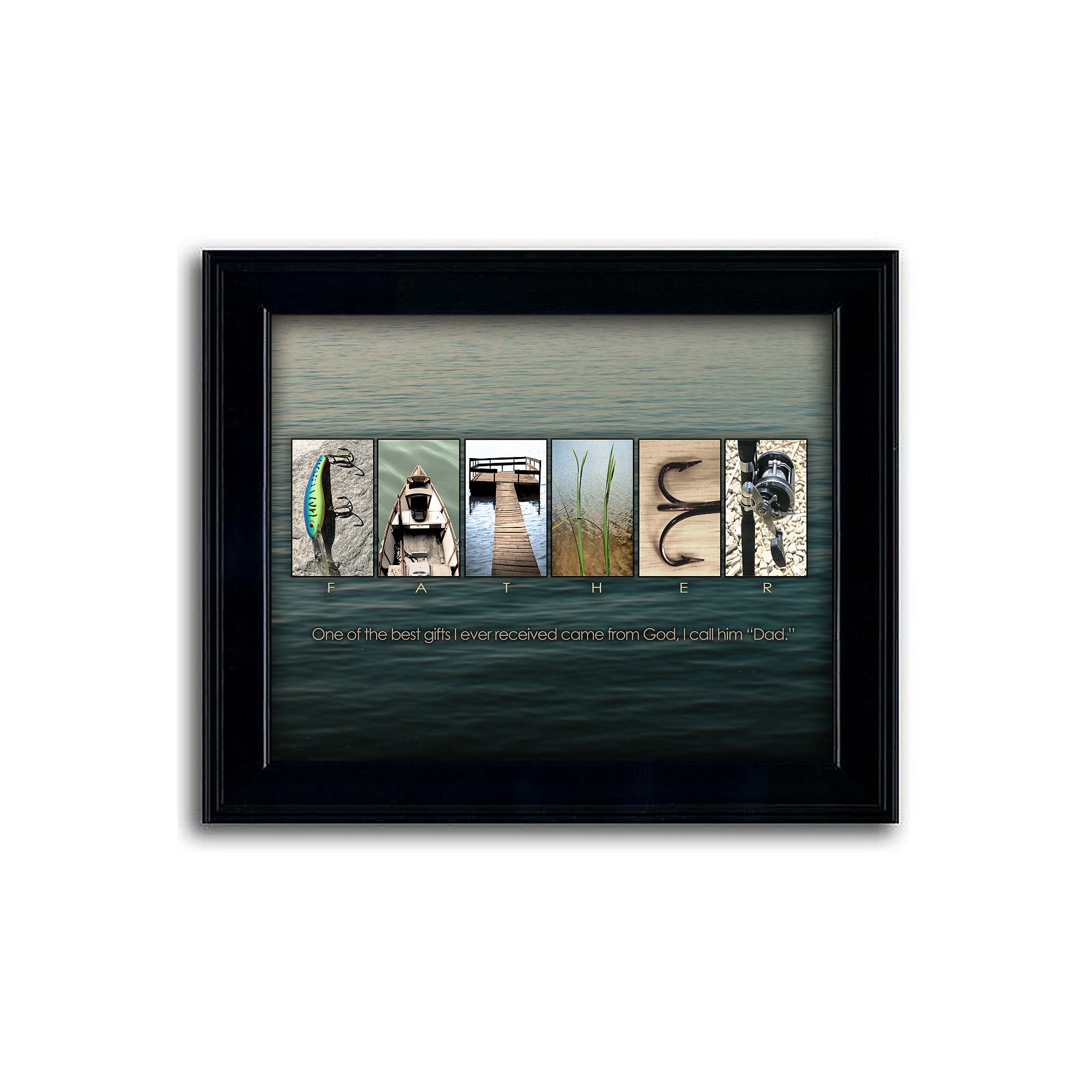 Personal-Prints Fishing - Father Name Art Block Mount, None