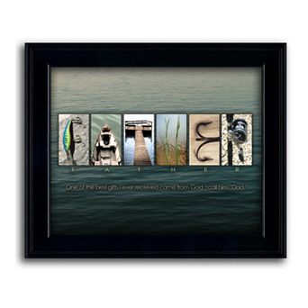 Personal-Prints Fishing - Father Name Art Block Mount