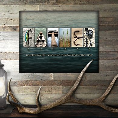 Personal-Prints Fishing - Father Name Art Block Mount