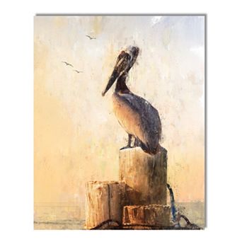 Personal-Prints Coastal Pelican Wall Art - Wood Block Mount LG