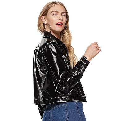 Women's Nine West Faux-Leather Trucker Jacket