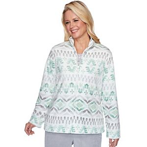 Alfred Dunner Womens Plus Fleece Embellished Pullover Sweater